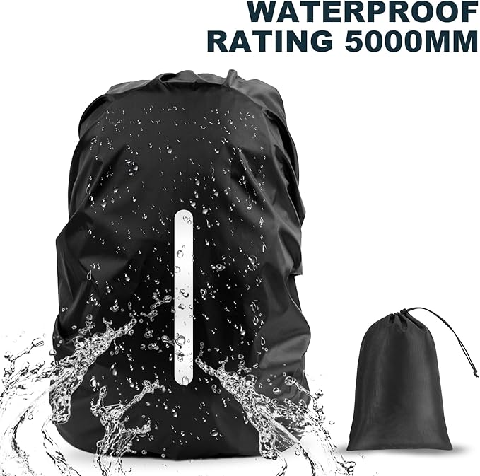 LAMA 2 Pack Waterproof Rain Cover for Backpack, Reflective Rucksack Rain Cover for Anti-dust/Anti-Theft/Bicycling/Hiking/Camping/Traveling/Outdoor Activities (Black, XL)