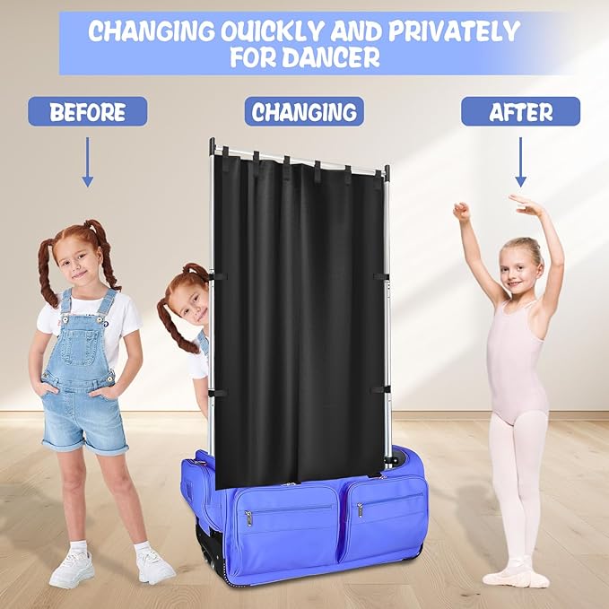 59'' x 32.7'' Privacy Curtain for Dance Bag, Portable Dancer Changing Curtain with Storage Bag Backstage Privacy Changing Room for for Dancer Backstage Camping Window Shades Dance Accessories