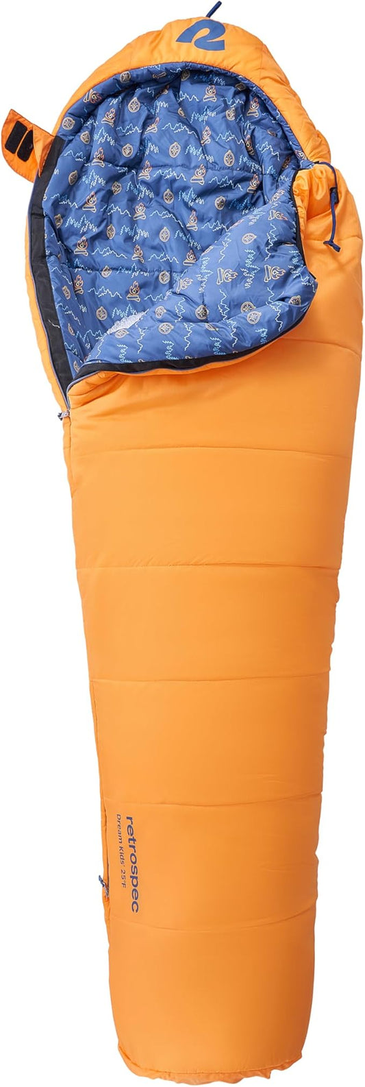 Retrospec Dream 25 Kids Mummy Sleeping Bag for Camping - Insulated, Water-Resistant, Lightweight