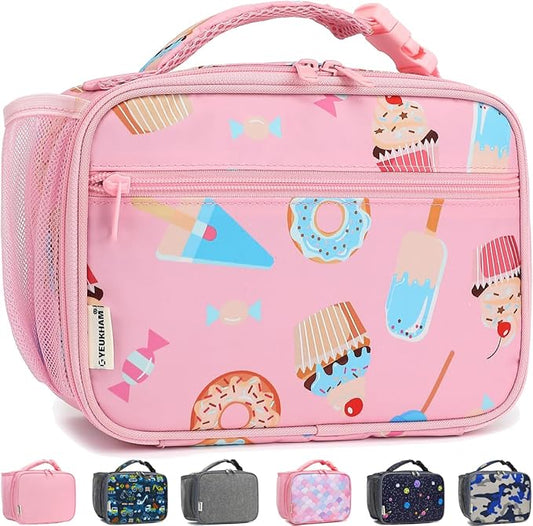Insulated Lunch Box for School, Thermal Reusable Durable Freezable Lunch Bags for Kids Boys Girls Men Women - Small Soft Cooler Portable Lunch Tote Kit for Work Picnic Travel,Cake
