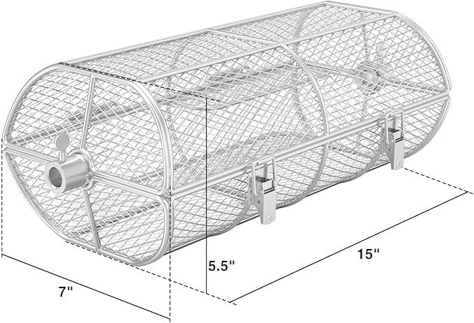 onlyfire Universal Stainless Steel Rotisserie Grill French Fries Basket Fits for Any Gas Grill