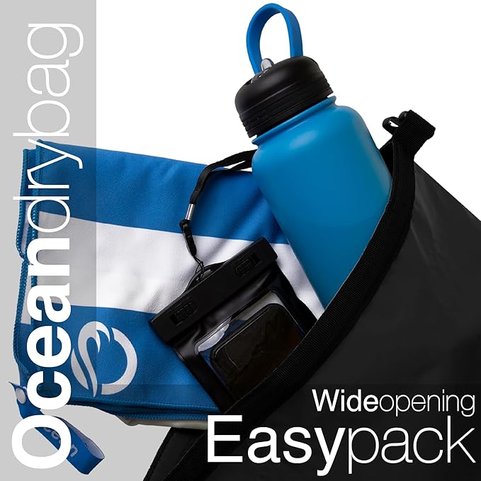 Oceandrybag - Waterproof Dry Bag Backpack - Floating Dry Sack Portable for Kayaking, Beach, Rafting, Boating, Hiking, Camping, Fishing with Waterproof Phone Case