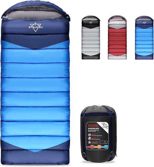 Adult Kids Sleeping Bag - All Season Warm/Cold Weather Lightweight for Camping & Hiking - Compact w/Compression Sack - Portable for Backpacking Travel Indoor - Unisex Boy Girl Man Woman