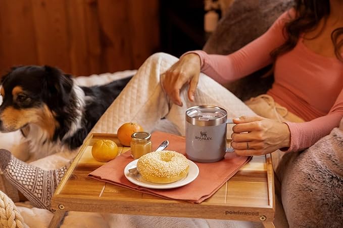 Stanley Stay-Hot Camp Mug 12 oz | Press Fit Drink Through Lid | Cup for Coffee, Tea and Drinks | Insulated Stainless Steel Coffee Mug | BPA-Free | Hammertone Silver