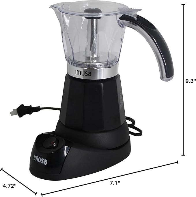 Imusa 6 or 3 Cup Electric Espresso Maker Black Coffee Machine for Cuban Coffee, Moka and Espresso Drinks