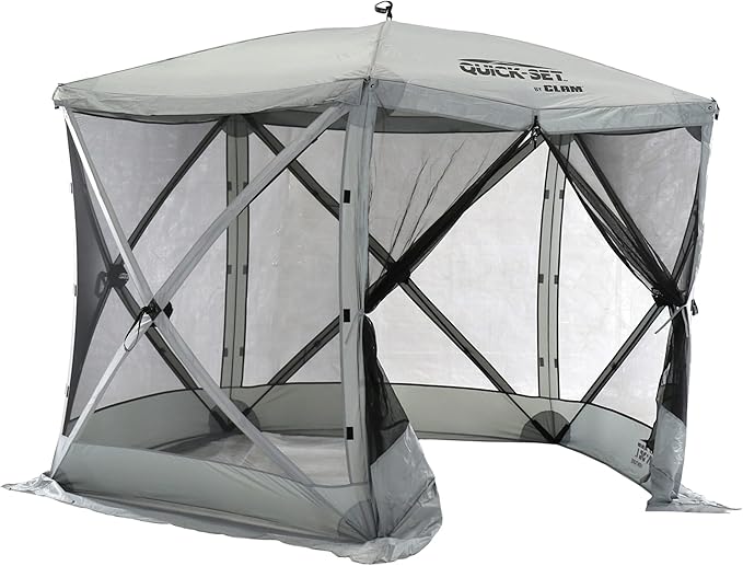 CLAM Pop Up Screen Tent, Outdoor Camping Gazebo Canopy, Venture, 9' x 9', Gray