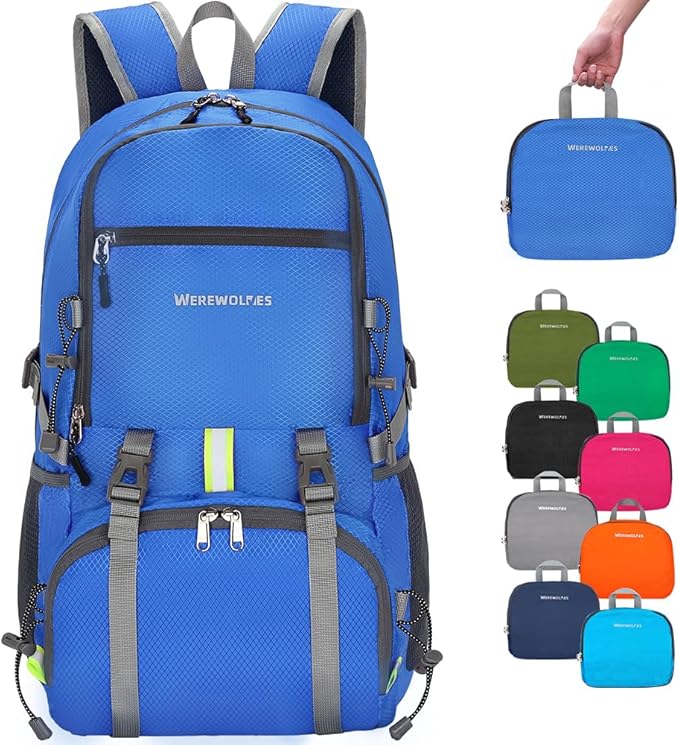 WEREWOLVES 20/35L Lightweight Hiking Backpack, Ultralight Water Resistant Packable Daypack for Women Men