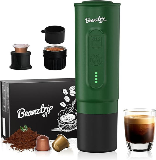 Portable Espresso Maker with Self-Heating, 2-in-1 Coffee Machine with Ground Coffee & NS Capsule, 7800mAh Espresso Machine for Travel, Outdoorlife, OfficeLife, BusinessTrip, Green