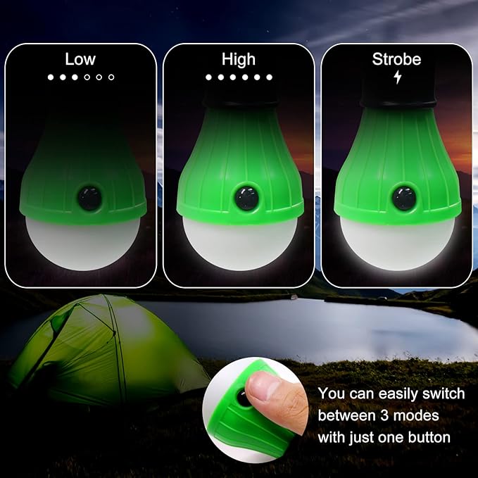 Coideal Camping Tent Lights Lamp - 4 Pack Portable LED Camp Light Bulbs Lantern Battery Powered for Hurricane Emergency Backpacking Hiking Outdoor and Indoor, Outage