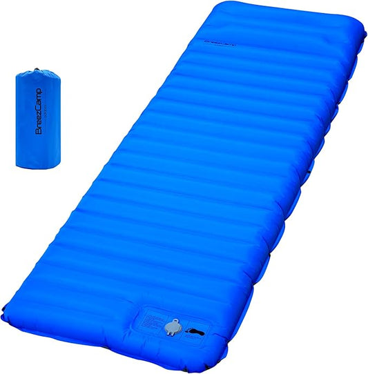Camping Sleeping Pad,Ultralight Inflatable Camping Pads with Pillow & Foot Pump for Outdoor Hiking Travel Tent Backpacking Trip Car Camp Gear, Airpad Carry Bag,Compact Camping Mat, Blue