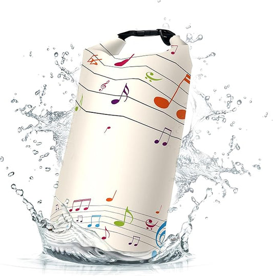 Waterproof Dry Bag,Roll Top Music Notes Waterproof Backpack 5L/10L/20L Floating and Lightweight Bags for Kayaking, Boating, Fishing, Swimming and Camping