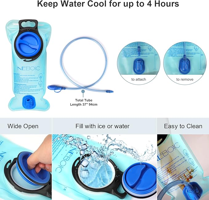 2Pack Hydration Backpack Pack with 2L Hydration Bladder - Lightweight Water Backpack Keeps Water Cool up to 4 Hours with Big Storage for Kids Women Men Hiking Cycling Camping Music Festival
