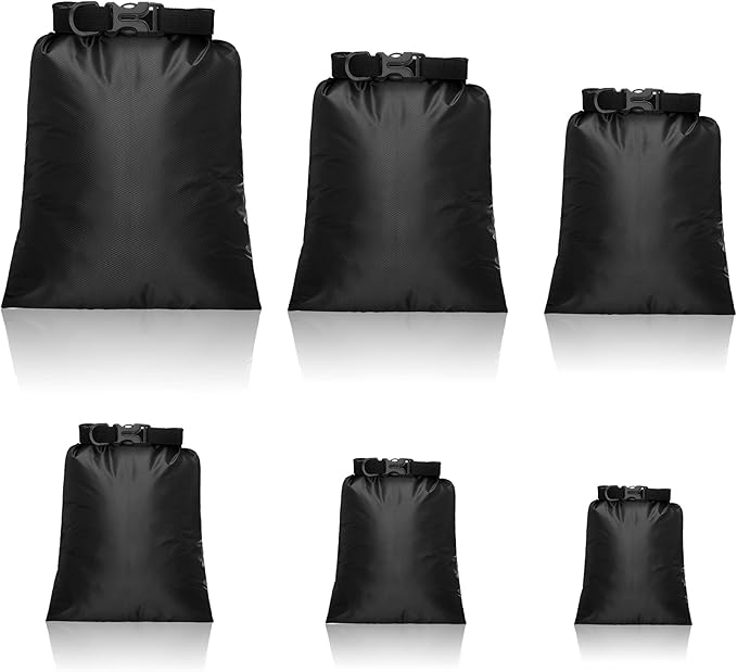 Shappy 6 Pcs Waterproof Dry Bag Set 6 Sizes Lightweight Sacks and Long Adjustable Shoulder Strap Outdoor Water Proof Keep Gear Dry Bag Stuff Sacks for Backpacking, Boating, Hiking, Camping (Black)