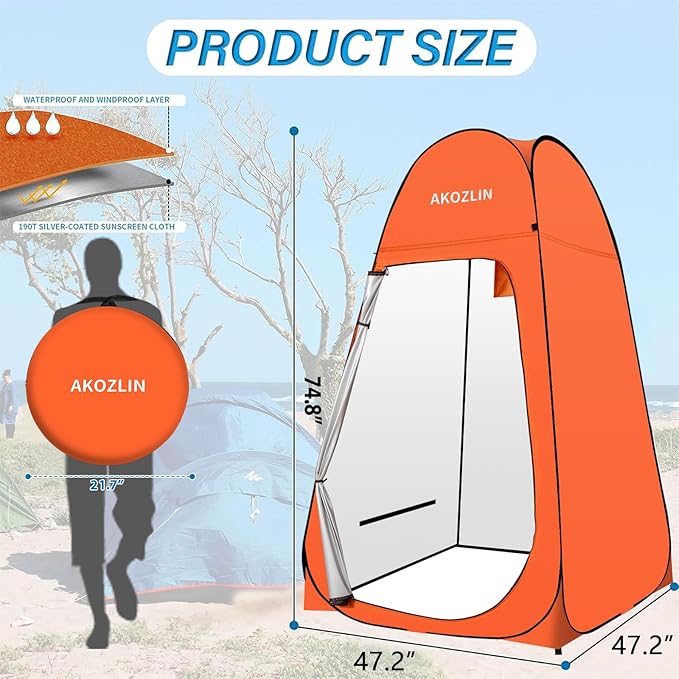 AKOZLIN Portable Pop Up Shower Tent Instant Privacy Dressing Changing Tent Outdoor Shower Room Camp Toilet Tent