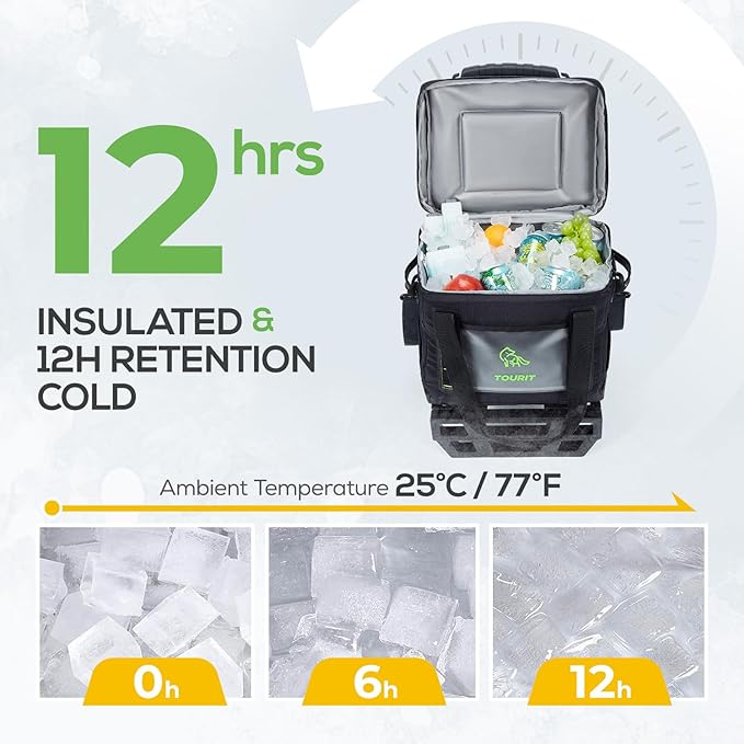 TOURIT Portable 50-Can Collapsible Rolling Soft Cooler with 29L Space & Reinforced All-Terrain Cart with Wheels Easy Transportation, Large Leakproof Travel Beach Ice Chest for Grocery Shopping