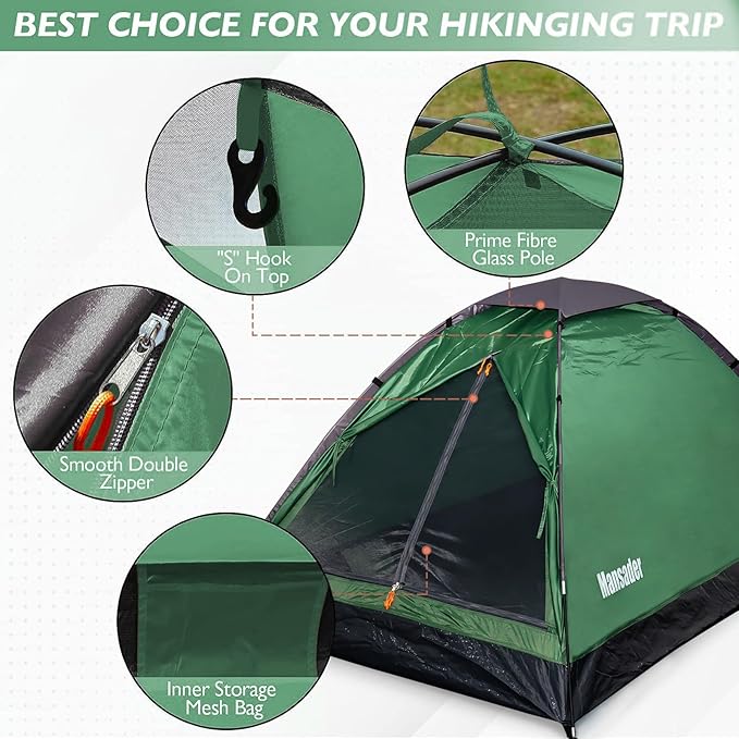 2 Person Camping Dome Tent,Waterproof Lightweight Portable Tents for Outdoor Camping Hiking Travel