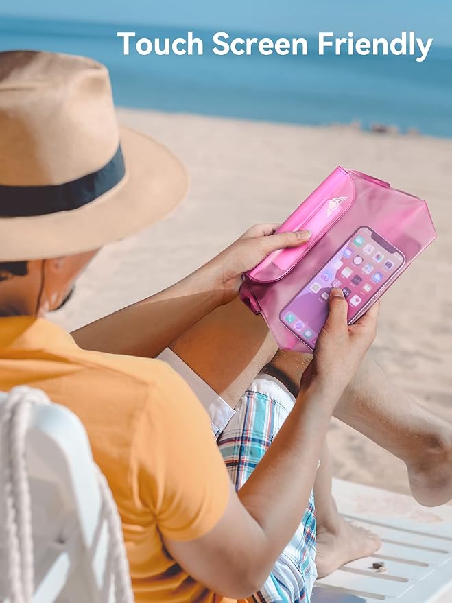 HEETA 2-Pack Waterproof Pouch with Waist Strap, Transparent Screen Touchable Dry Bag Bundled with 5-Pack Clear Waterproof Dry Bag, Water Tight Cases Pouch Dry Bags