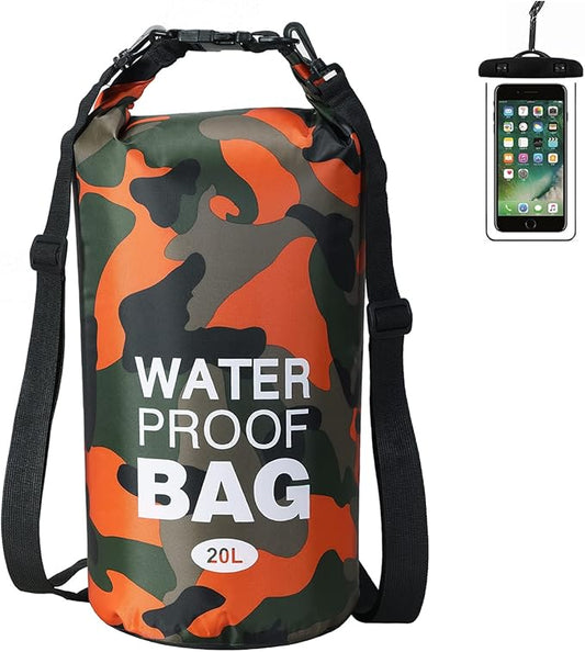 YDYJKI Waterproof Dry Bag Backpack 2L/5L/10L/20L/30L Floating Roll Top Dry Compression Sack Keeps Gear Dry for Kayaking Beach Rafting Boating Hiking Camping and Fishing with Waterproof Phone Case