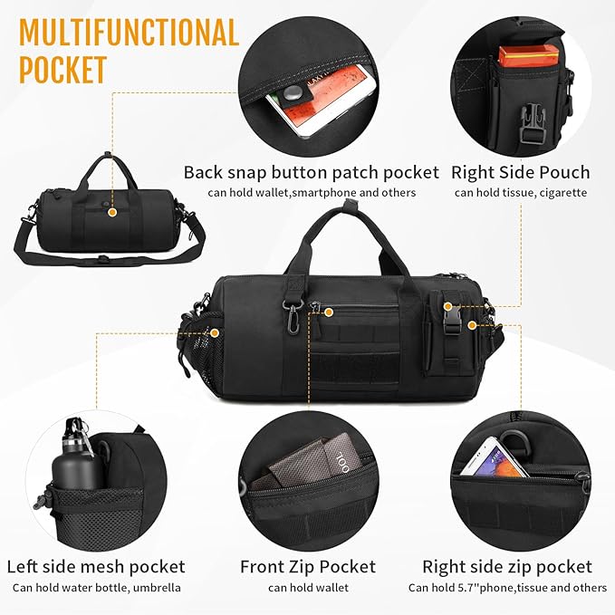 Huntvp Tactical Duffle MOLLE Handbag Gear Military Travel Carry On Shoulder Bag Small Valise