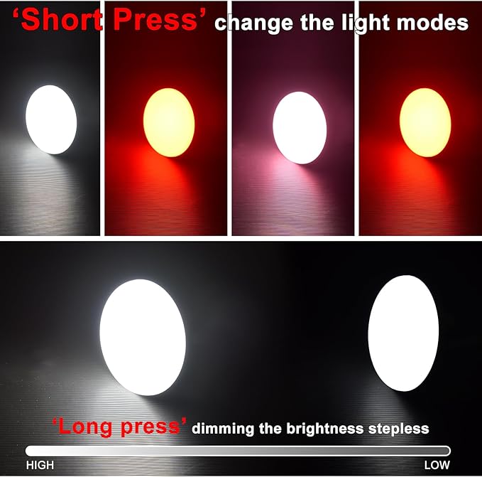 10000mAh Rechargeable Red Light Camping Light Insect Not Attract 4000LM Work Light White/Red/Pink/SOS Brightness Stepless Dimming, IP45 Waterproof Tent Light Power Failure