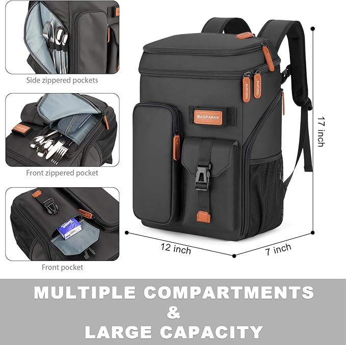 Insulated Cooler Backpack,33 Cans Multifunctional Double Deck Leakproof Cooler Bag with Sternum Strap,Large Capacity Lightweight Travel Camping Beach Backpack