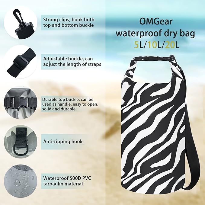 OMGear Waterproof Dry Bag Backpack Phone Pouch 40L/30L/20L/10L/5L Floating Dry Sack for Kayaking Boating Outdoors Activities