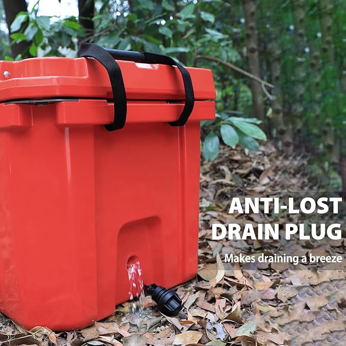 60 Quart Hard Cooler, Insulated Ice Chest Box Holds Ice for up to 6 Days, Portable Cooler with Nylon Rope Handles, Cup Holders, Double Latches for Camping Drink, Beach, Picnic, Fishing, Boat, Barbecue