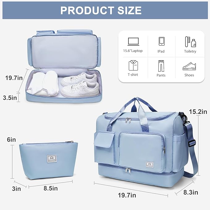 Small Gym Bag for Women, Travel Duffle Bag Carry On Weekender Bag with Shoe Compartment