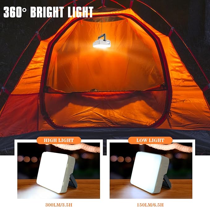 Portable Solar Power Lanterns for Power Outages, 5 Light Modes LED Camping Lights Lantern Flashlight, IPX4 Waterproof Tent Light for Hurricane Hiking Emergency Light