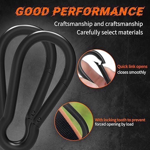 Small Carabiner Clip,15Pcs 2Inch Black Carabiners Clips M5 Alloy Steel Spring Snap Hook,Locking Carribenares for Climbing Hiking Camping Fishing…