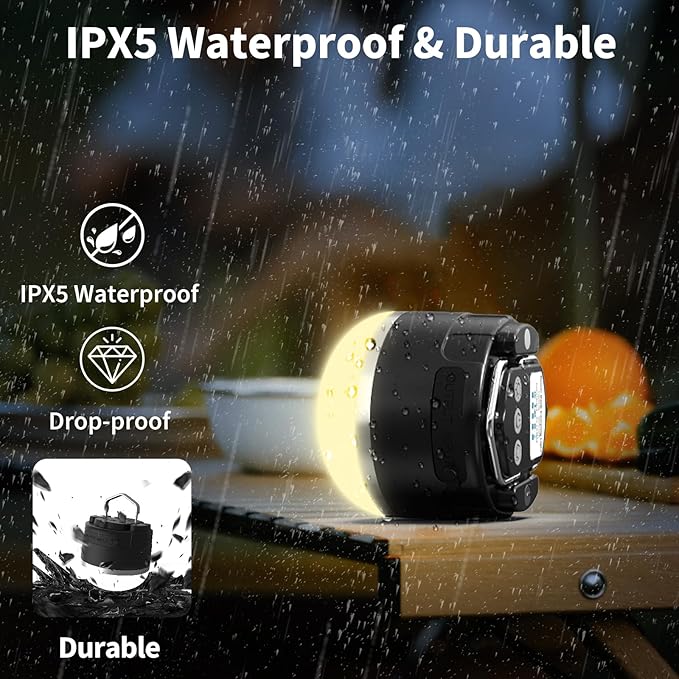 LED Camping Lantern Rechargeable, 1000LM Portable Camping Tent RGB Light with 10 Light Modes & Magnetic Base, 4000mAh Emergency Hanging Light for Hurricane, Power Outage, Camping, Hiking