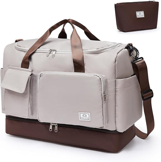 Small Gym Bag for Women, Travel Duffle Bag Carry On Weekender Bag with Shoe Compartment