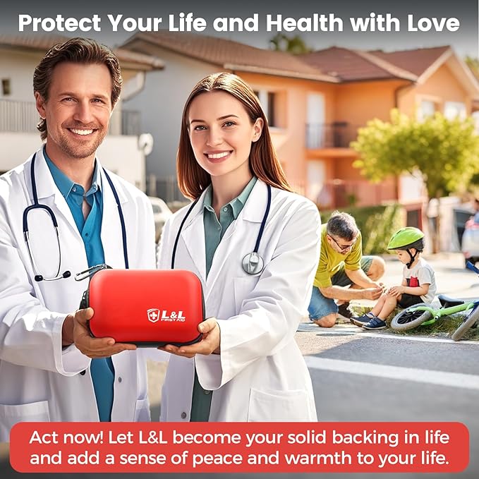 Travel First Aid Kit,120 Piece Mini First Aid Kit,Waterproof Survival First Aid Kits,Car Emergency Kit,Small Portable First Aid Kits for Car Travel Businesses Camping Sports Hiking(Red)