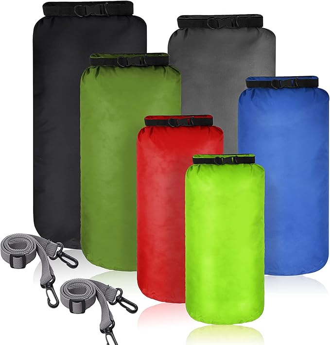 Shappy 6 Pcs Waterproof Dry Bag Set 6 Size Lightweight Sack and Long Adjustable Shoulder Strap 20/15/10/8/5/3l Outdoor Keep Gear Stuff Sack for Backpacking Boating Hiking Camping