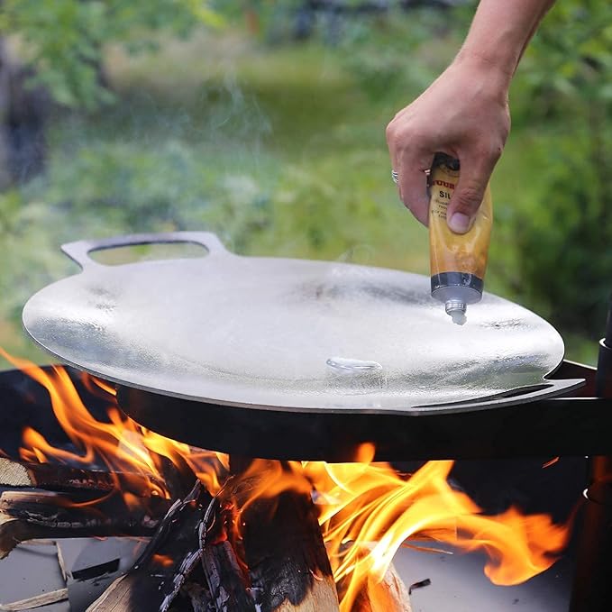 Grill Pan, 58 cm, Outdoor Pan, Fire Pan with Legs - Made of Robust Rolled Steel for Campfires & Firepit & Grill