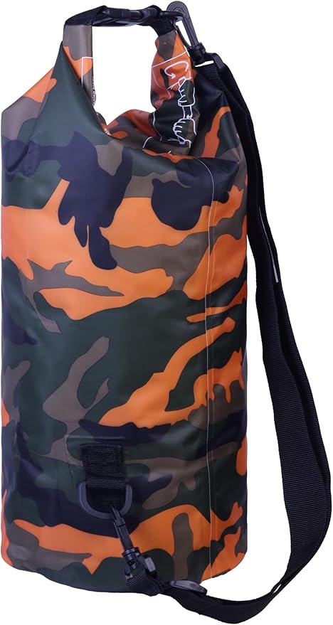 Waterproof Dry Bag Combo 5-30L Roll Top Dry Storage Bag Backpack for Kayaking Boating Beach Camping Travel Fishing, w/Phone Case & Collapsible Water Bottle & Sunglasses & Ear Band,Orange 10L