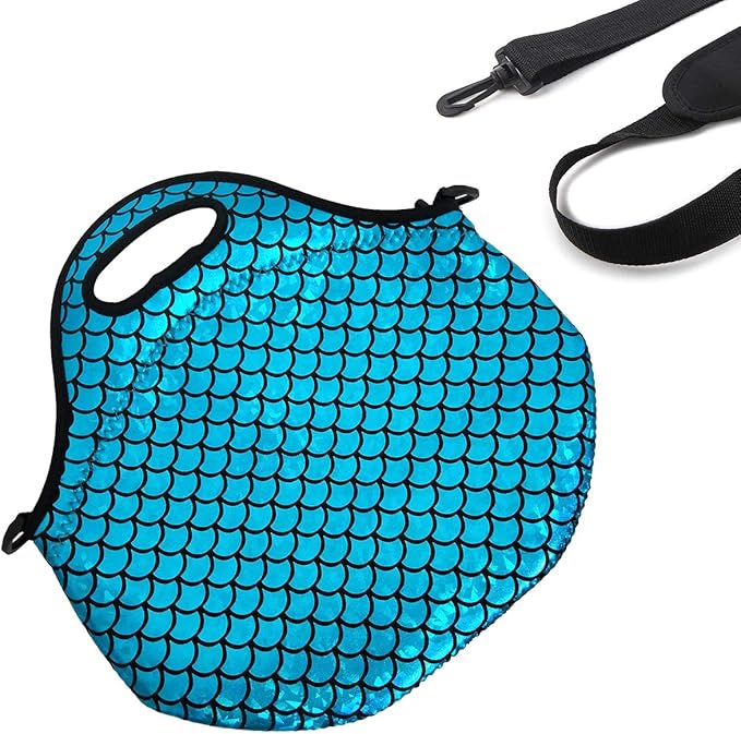 YOUDA Insulated Lunch Bag Neoprene Shoulder Lunch Tote Boxes Bags for Women Men Work Office Outdoor Picnic Travel (Blue)