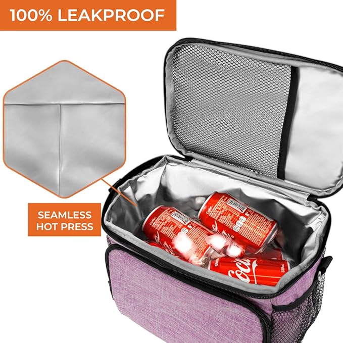 OPUX Insulated Lunch Bag for Men Women, Soft Lunch Box for Office Work School Picnic, Leakproof Lunch Cooler Bag with Shoulder Strap for Kid Adult Boy Girl, Medium Lunchbox Lunch Tote (Heather Purple)