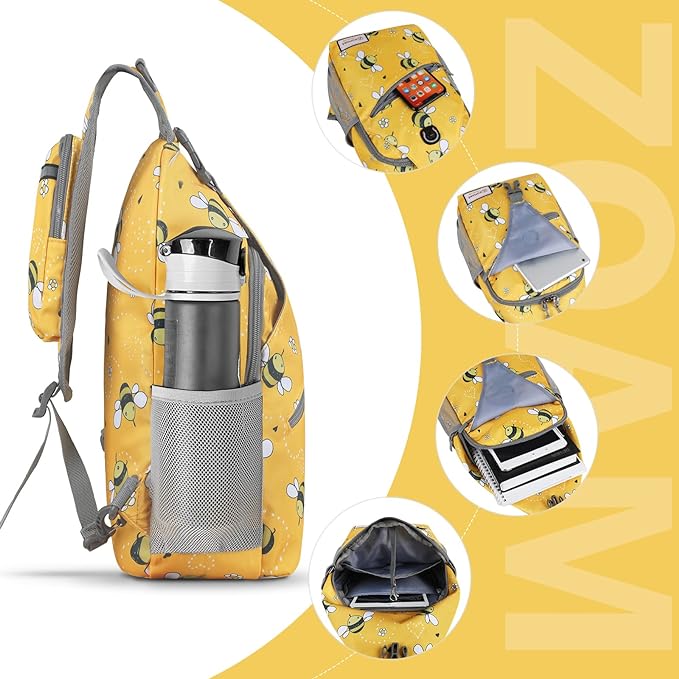 ZOMAKE Sling Bag for Women Men, Small Crossbody Sling Backpack, Mini Water Resistant Shoulder Daypack for Travel, Anti Thief Chest Bag for Hiking, Sports(Bee Yellow)