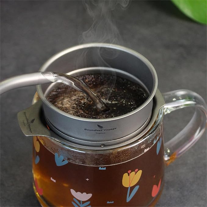 Boundless Voyage Titanium Coffee Mesh Filter Pour Over Paperless Coffee Filter Outdoor Camping Reusable Coffee Dripper Holder
