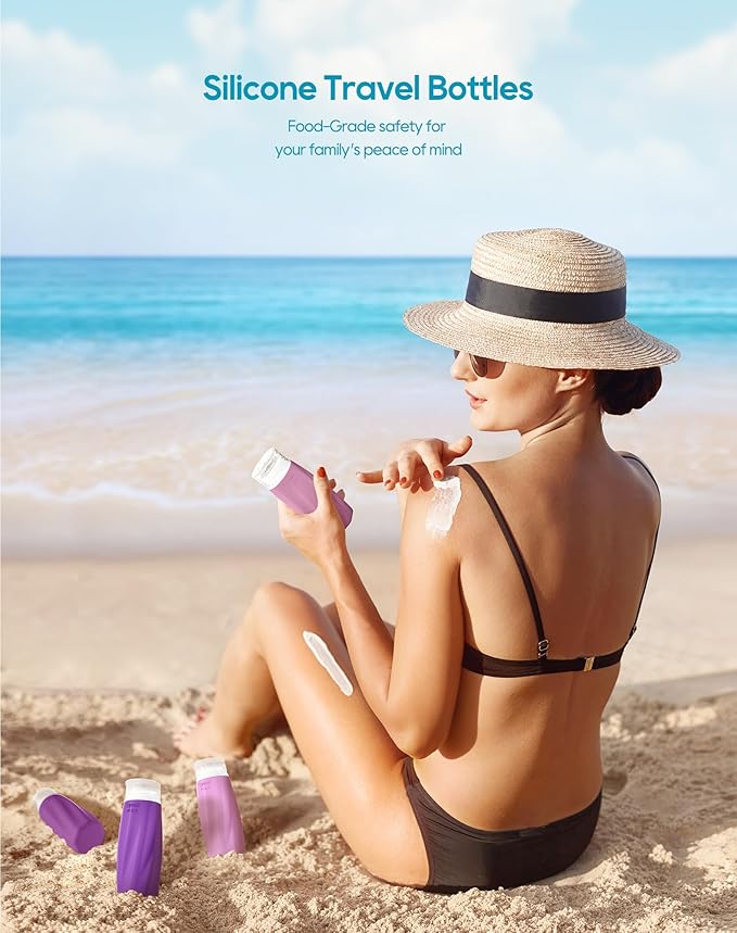 Morfone Travel Bottles Set for Toiletries, TSA Approved Travel Size Containers Leak Proof Refillable Liquid Silicone Squeezable Travel Accessories for Shampoo Conditioner Lotion