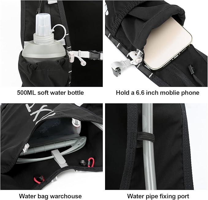 INOXTO Running Hydration Vest Backpack,Lightweight Insulated Pack with 1.5L Water Bladder Bag Daypack for Hiking Trail Running Cycling Race Marathon for Women Men