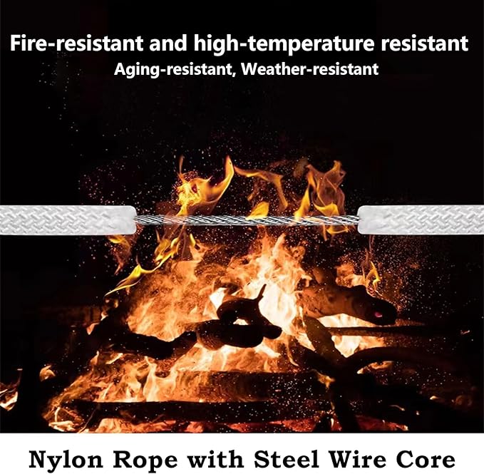 Climbing Rope Built in Steel Wire Static Rock Climbing Rope for Escape Rope Ice Climbing Equipment Fire Rescue Parachute(32 ft)