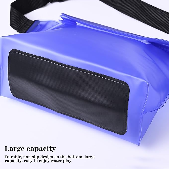 Queday 4-Pack Waterproof Pouch with Waist Strap, Screen Touchable Dry Bag with Adjustable Belt for Phone Valuables for Swimming Snorkeling Boating Fishing Kayaking Black White Pink Blue