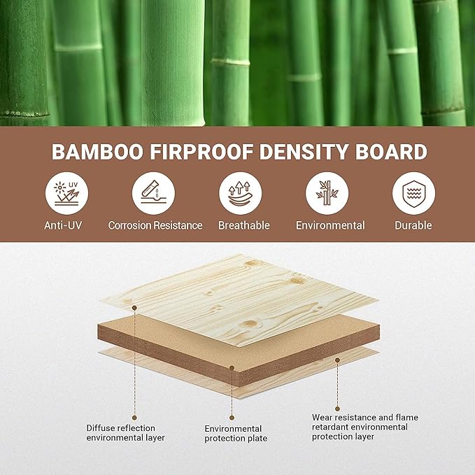 KingCamp Bamboo Folding Camping Table with Adjustable Height Aluminum Legs 2-Folds Portable Camp Tables for Travel, Picnic, 4-6 People