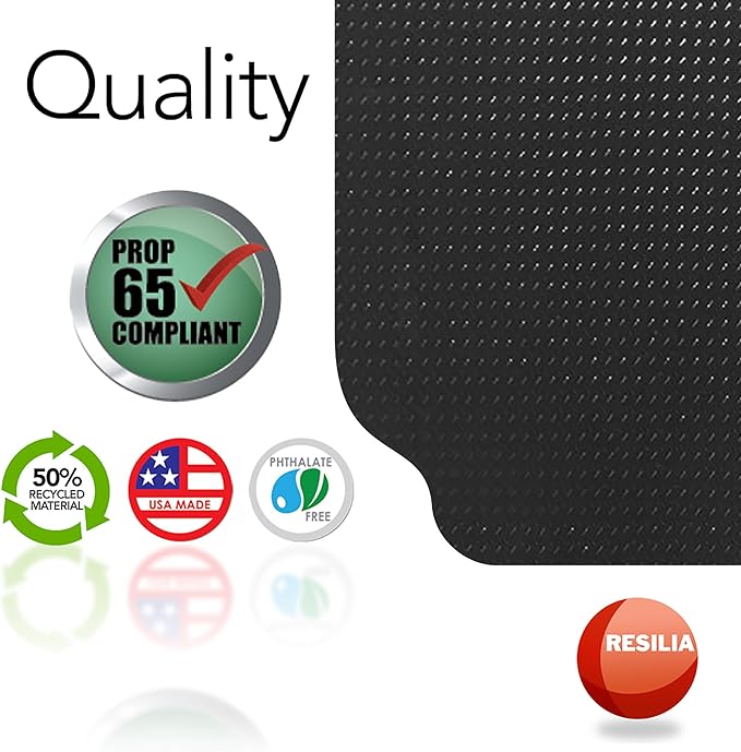 RESILIA Large Under Grill Mat – Heavy Duty, Reusable Outdoor Floor Protector Mats for Deck, Patio, & Garage – 72 Inch x 48 Inch with 12 Inch Splatter Protection Lip, Black Orange Peel