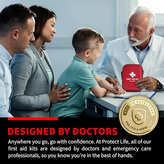 Protect Life Survival First Aid Kit for Home/Business, Camping Survival Kits | Mini Travel First Aid Kit | Camping Equipment | Small Kits for Car | Outdoor Emergency Survivals Pack