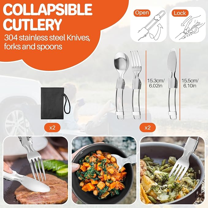 FUNYKICH Camping Pots and Pans Set, Non-Stick Camping Cooking Set, Lightweight Camping Cookware with Storage Bag for Camping, Backpacking, Outdoor Cooking & Picnic