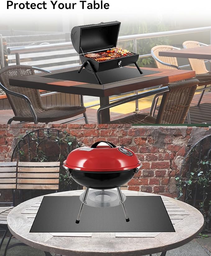 29 x 29 inch Heavy Duty Large Under Grill Mats for Outdoor Grill, Double-Sided Fireproof, Waterproof, Oil Proof Deck and Patio Protector, BBQ Mat Grill Floor Mats Fireplace Fire Pit Mat