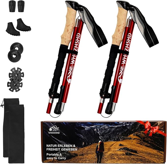 Trekking Poles for Hiking - Walking Sticks for Men, Women, Seniors, 2pc Collapsible Lightweight Aluminum Alloy Hiking Poles for Nordic Walking & Outdoor Adventures